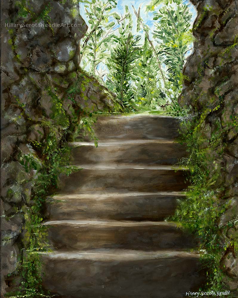 Painter Hillary Serota Needle’s high-resolution digital image ‘Powerscourt Secret Steps,’ scanned by Chica Prints.